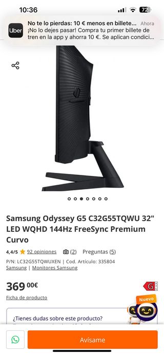 Samsung Odyssey G5 C32G55TQWU 32"
