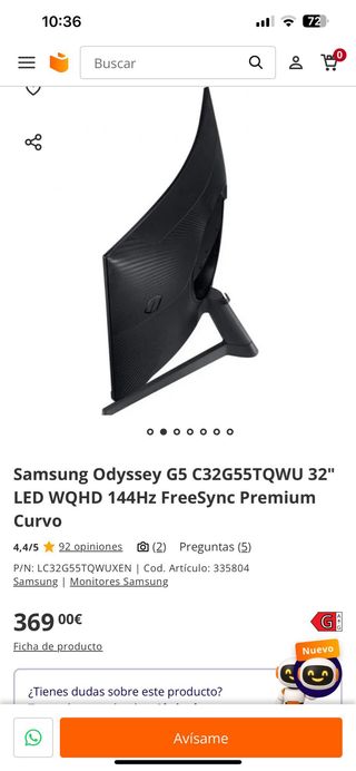 Samsung Odyssey G5 C32G55TQWU 32"