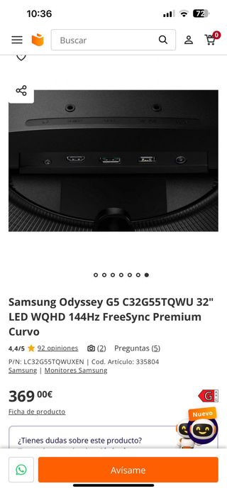 Samsung Odyssey G5 C32G55TQWU 32"