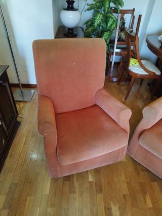 2 Sillones de tela fama color naranja