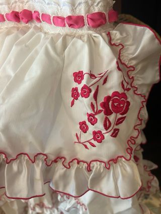 Vestido Flamenca niña blanco-rosa
