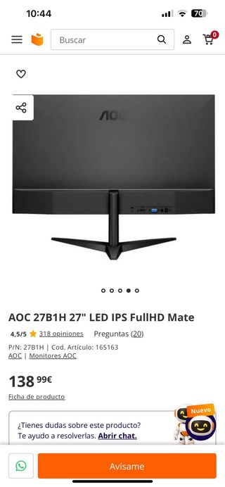 Monitor AOC 27B1H 27" Full HD