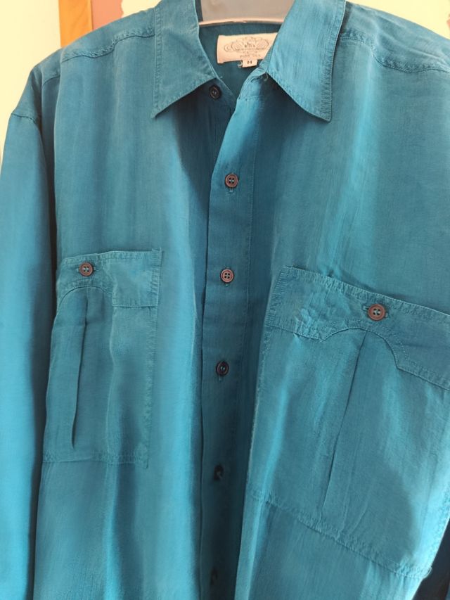 Camisa seda turquesa
