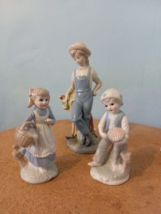 3 figuras porcelana: día campo. Años 70