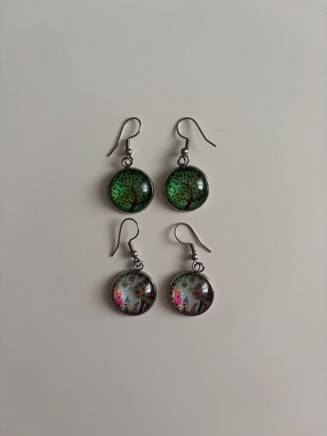 Pack de pendientes árbol y casas