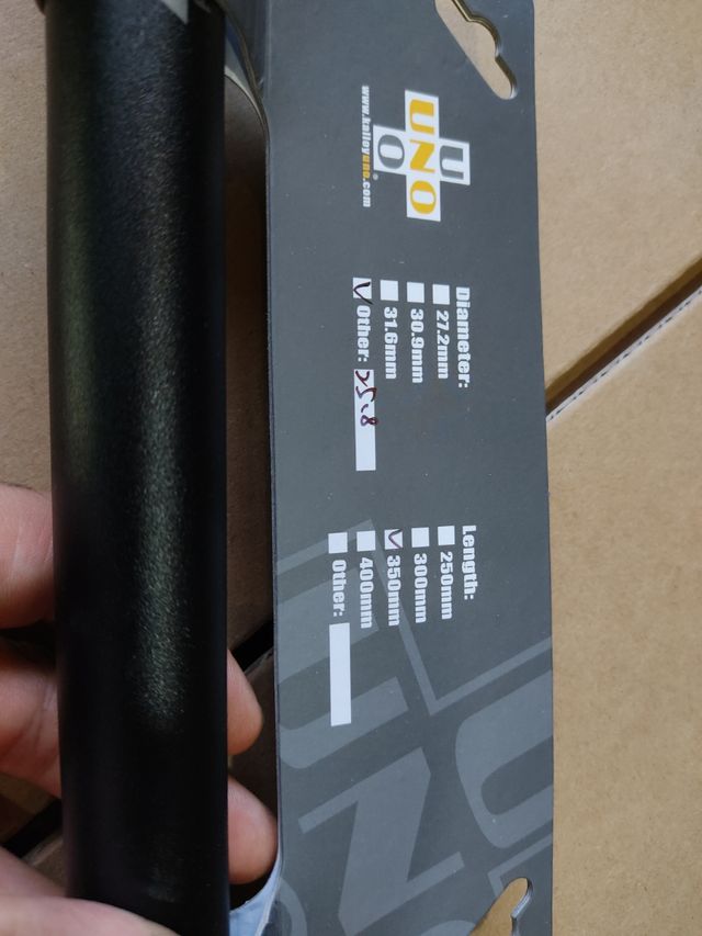 Tija sillín bici 25,8 x350mm. Nueva 