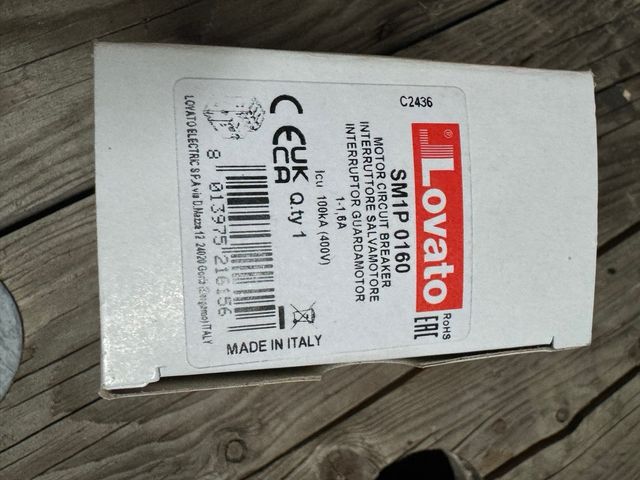 LOVATO INTERRUTTORE SALVAMOTORE DA 1-1,5 A