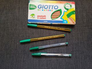 Pastelli Giotto + 4 penne colore verde