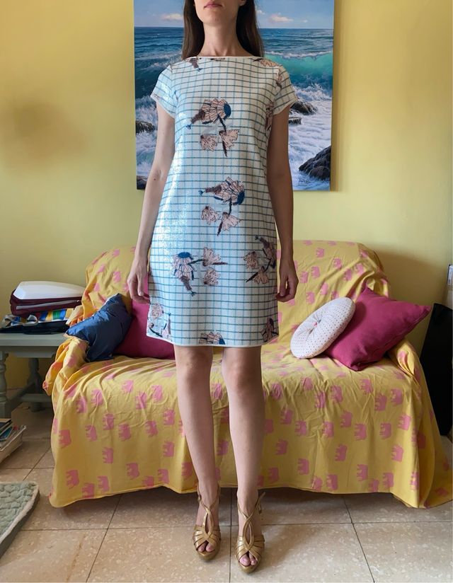 Vestido estampado lentejuelas Adolfo Domínguez