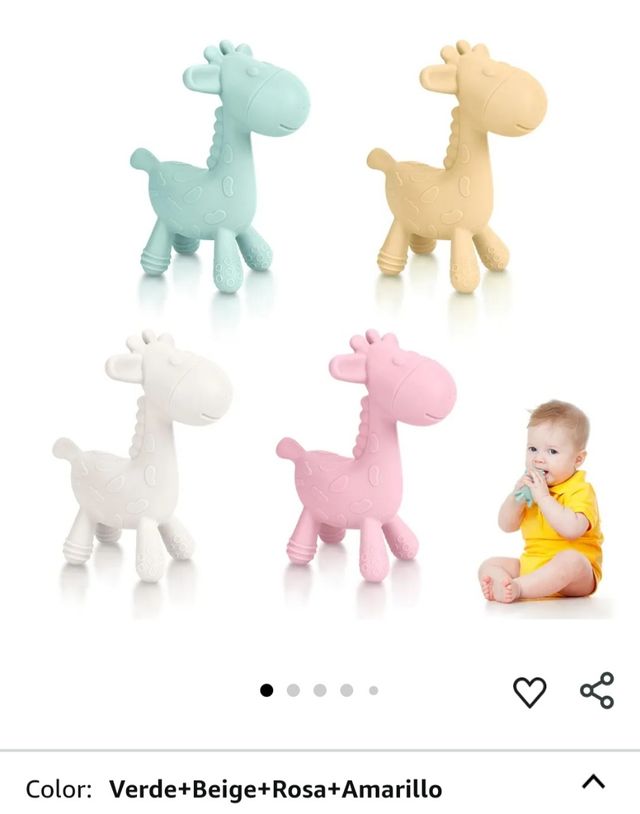 4 mordedores jirafa bebé silicona, juguetes baño