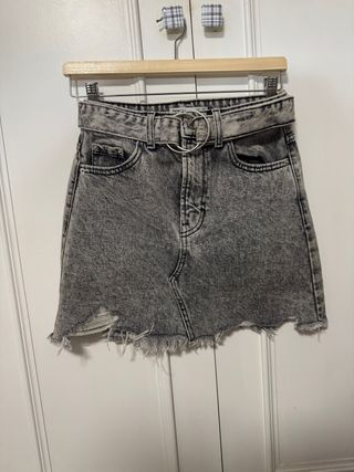 Falda Denim Bershka Gris