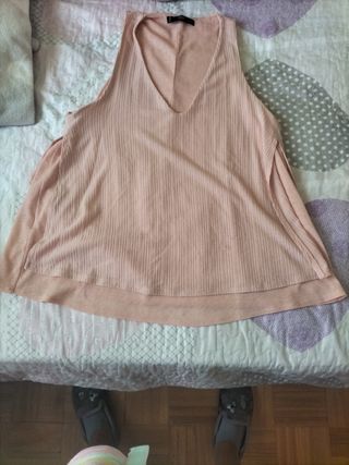 Camiseta color coral ,sin mangas mujer