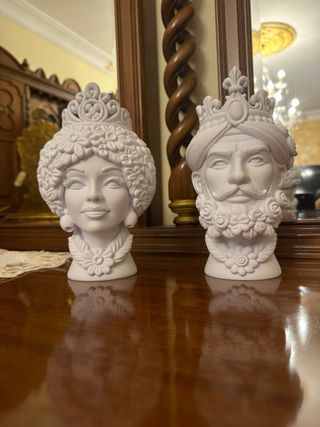 Teste di Moro Siciliane Coppia Decorativa Elegante