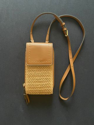 Bandolera Parfois rafia marrón