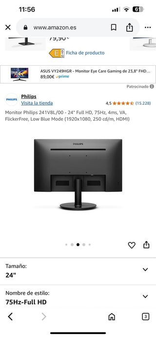 Monitor Philips 241V8L 24" Full HD 75Hz