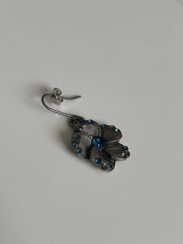 Pendientes flores azules y plata