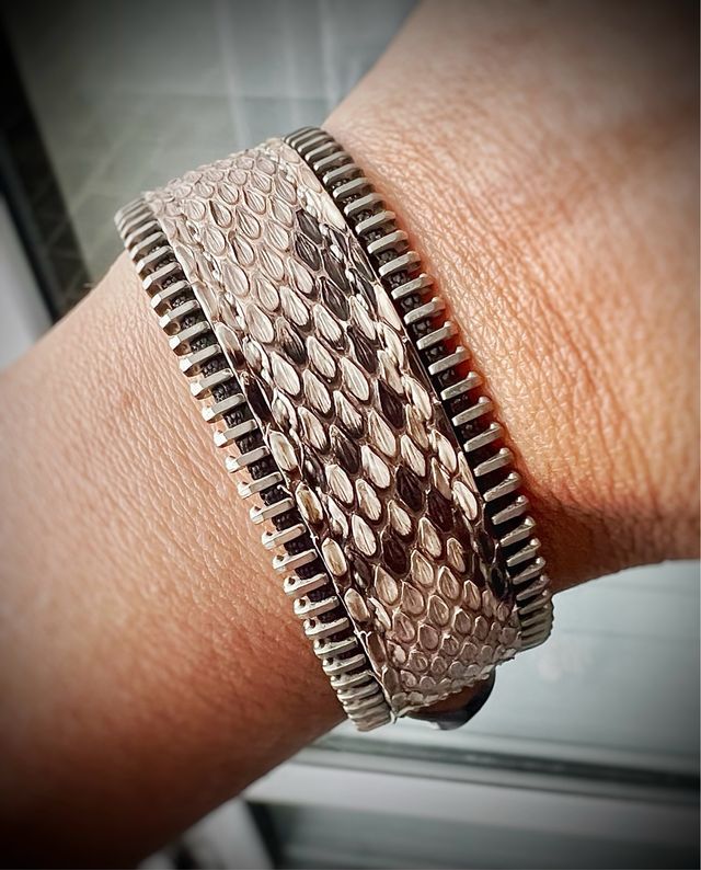 Pulsera piel pitón marrón-beige PARIS