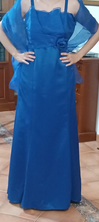 Vestido azul pavo talla 42