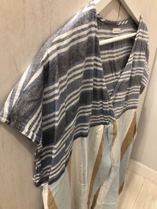 Caftán rayas azul beige - Talla única
