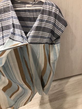 Caftán rayas azul beige - Talla única