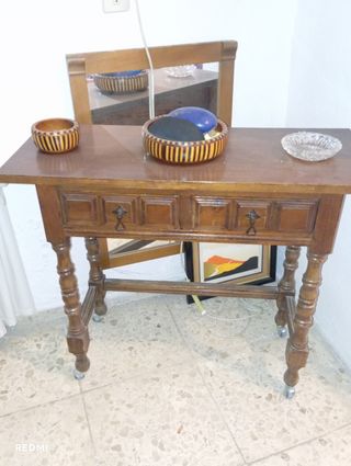 Mesa auxiliar madera - 2 cajones
