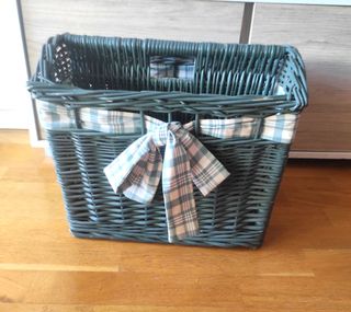 Cesta mimbre verde - Decoración hogar