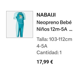 Traje neopreno infantil Nabaiji
