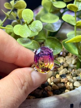 Anillo turmalina multicolor plata