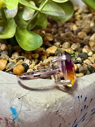 Anillo turmalina multicolor plata