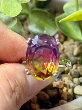Anillo turmalina multicolor plata
