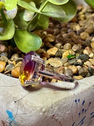 Anillo turmalina multicolor plata