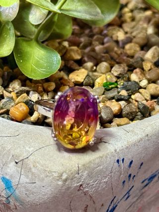 Anillo turmalina multicolor plata