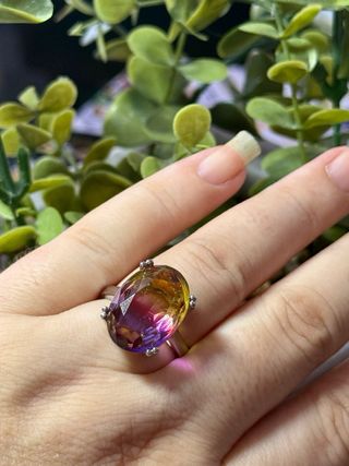 Anillo turmalina multicolor plata