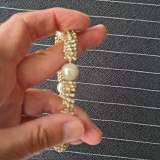 Pulsera perlas imitación - plateada y blanca