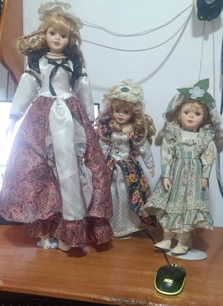 3 Muñecas Porcelana Antiguas