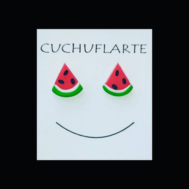 Pendientes sandía fimo