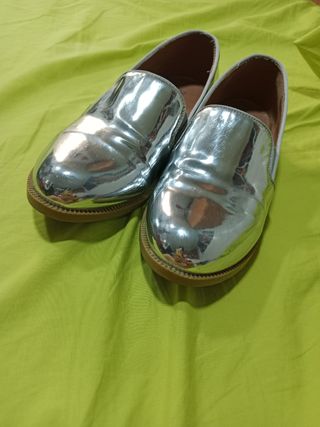 Zapatos planos plata brillantes