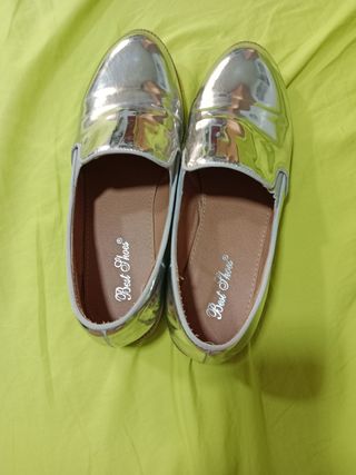 Zapatos planos plata brillantes