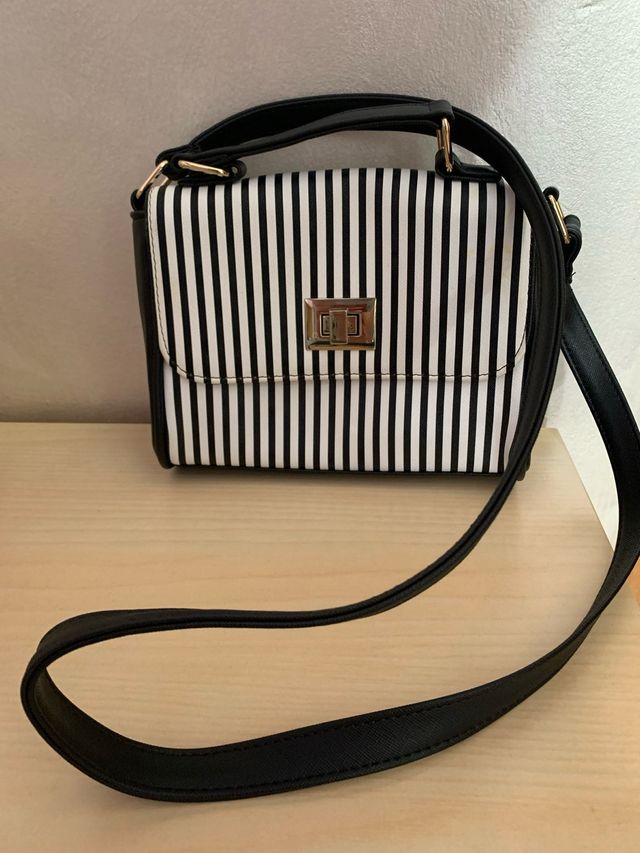 Borsa Terranova a righe bianche e nere