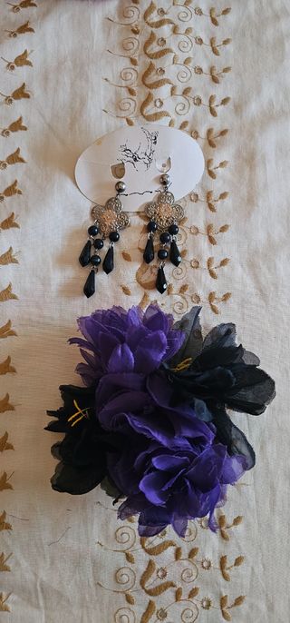 Vestido gitana negro y malva