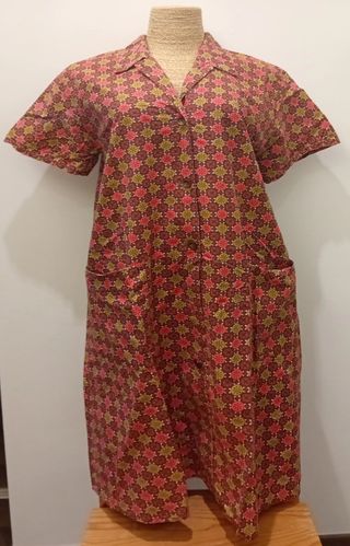 Vestido camisero vintage marrón y rosa
