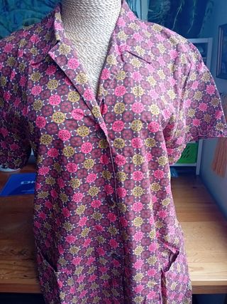 Vestido camisero vintage marrón y rosa