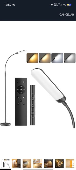 Lámpara de Pie LED Regulable 17W con Mando