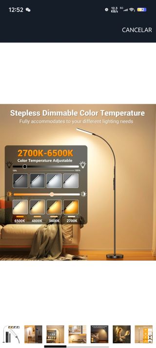 Lámpara de Pie LED Regulable 17W con Mando