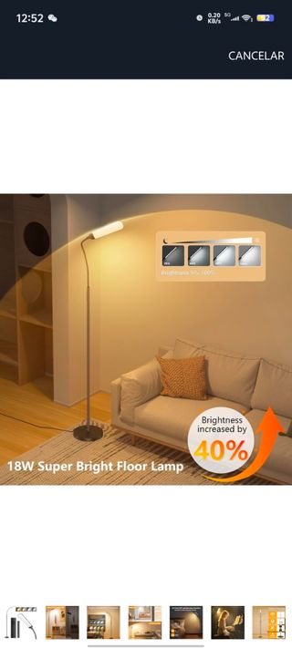 Lámpara de Pie LED Regulable 17W con Mando