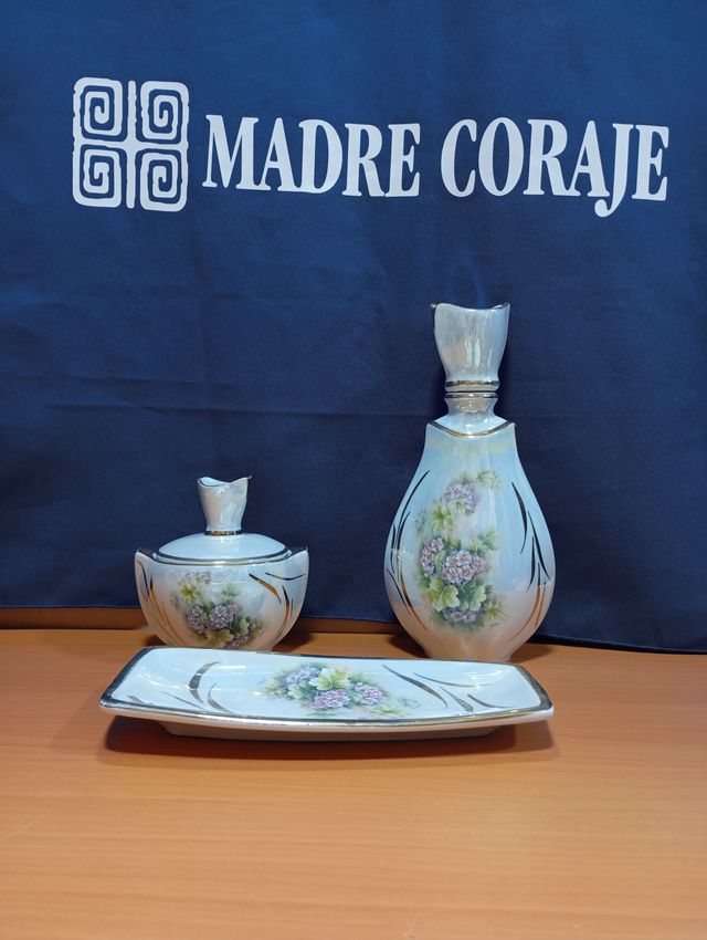 Juego de tocador vintage holográfico (3 piezas )