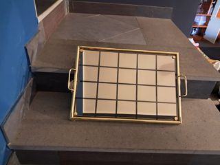 Vassoio specchiera vintage oro