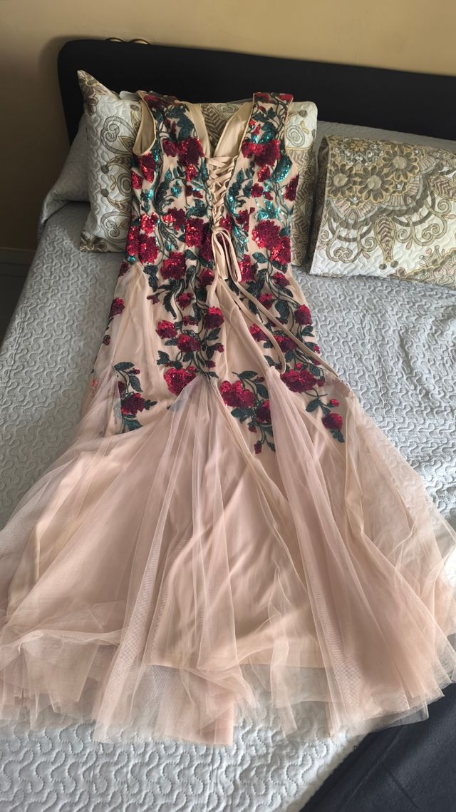 Vestido Fiesta Gitano - Rojo Beige y verde