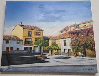 Cuadro al óleo: Pueblo