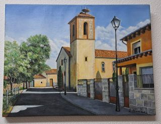Cuadro al óleo: Pueblo